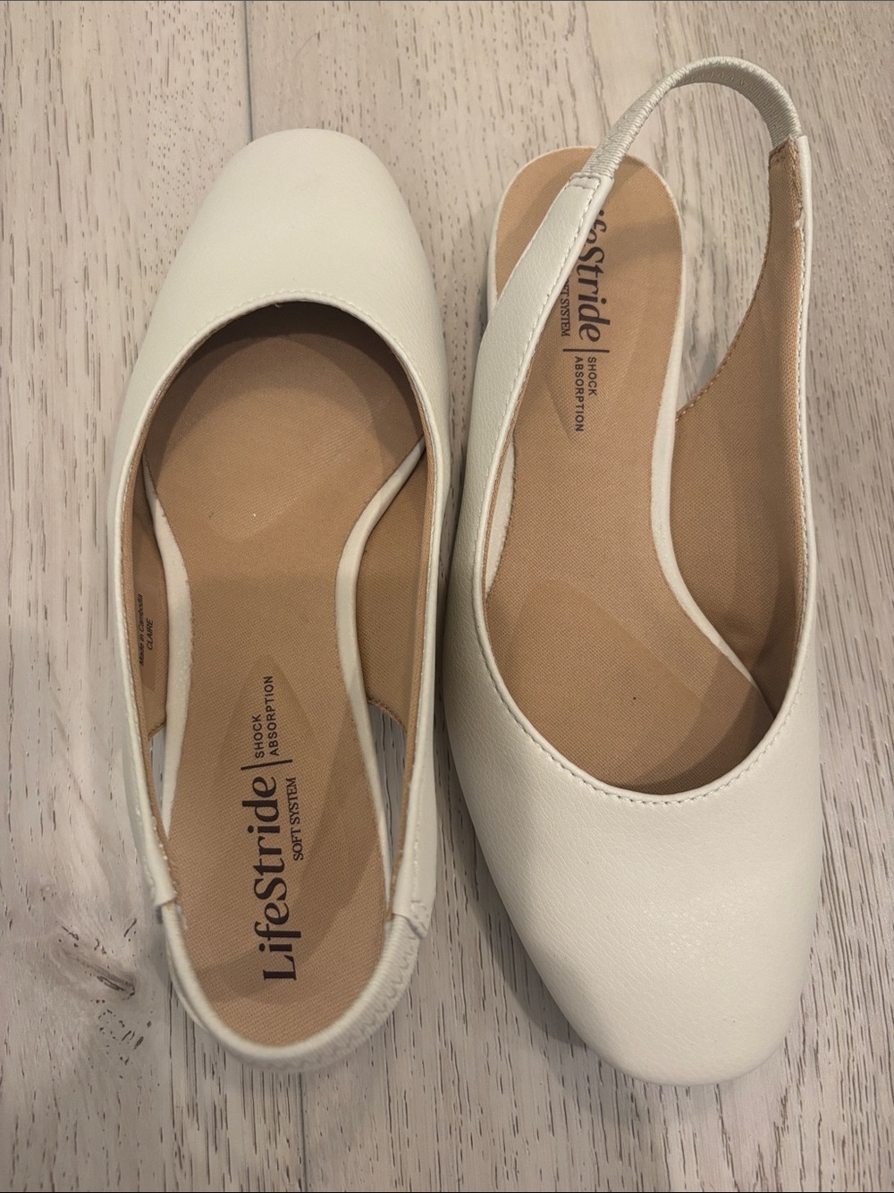 Life Stride Ivory Slingback Flat Shoes